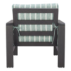 33" Green White and Black Upholstered and Aluminum Striped Arm Chair