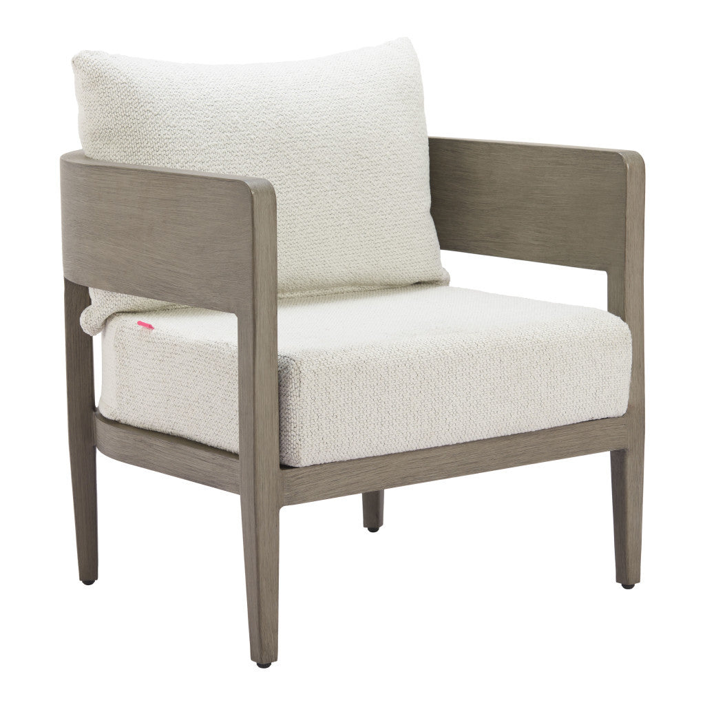 28" Beige Upholstered Arm Chair