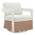 26" White Upholstered Swivel Arm Chair