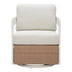 26" White Upholstered Swivel Arm Chair