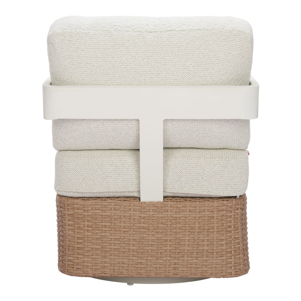 26" White Upholstered Swivel Arm Chair