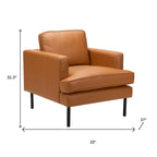 33" Brown And Black Faux Leather Upholstered Arm Chair