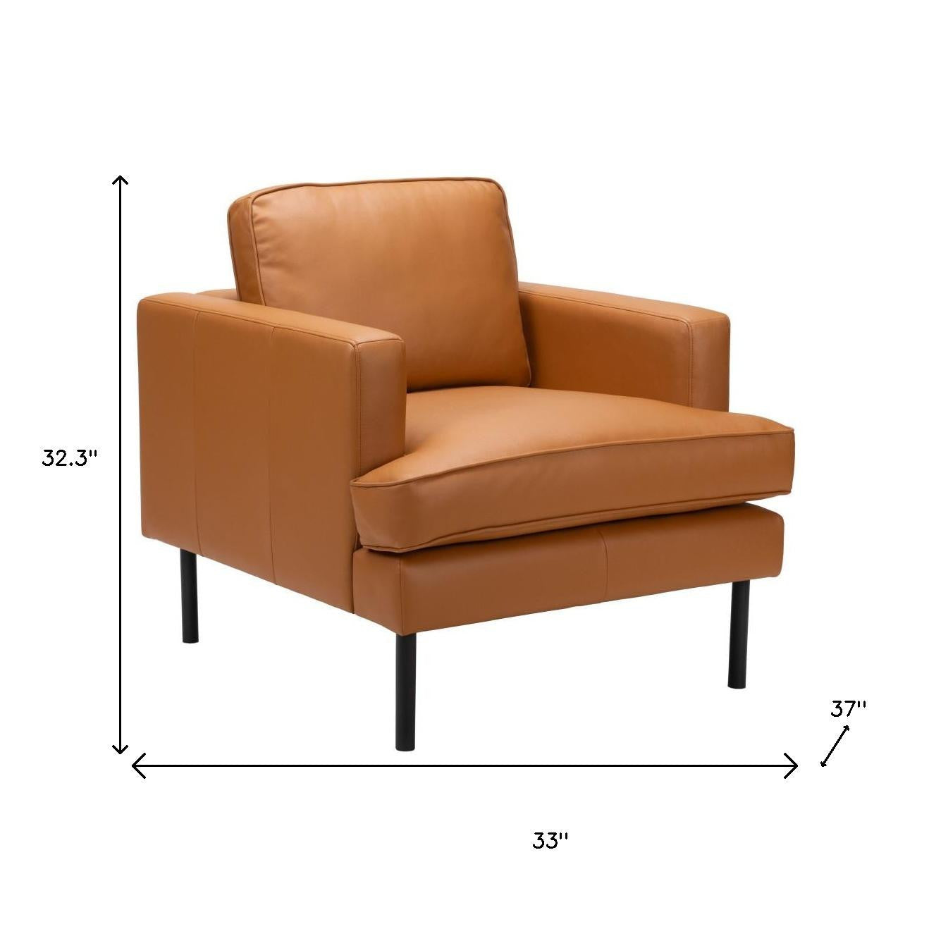 33" Brown And Black Faux Leather Upholstered Arm Chair