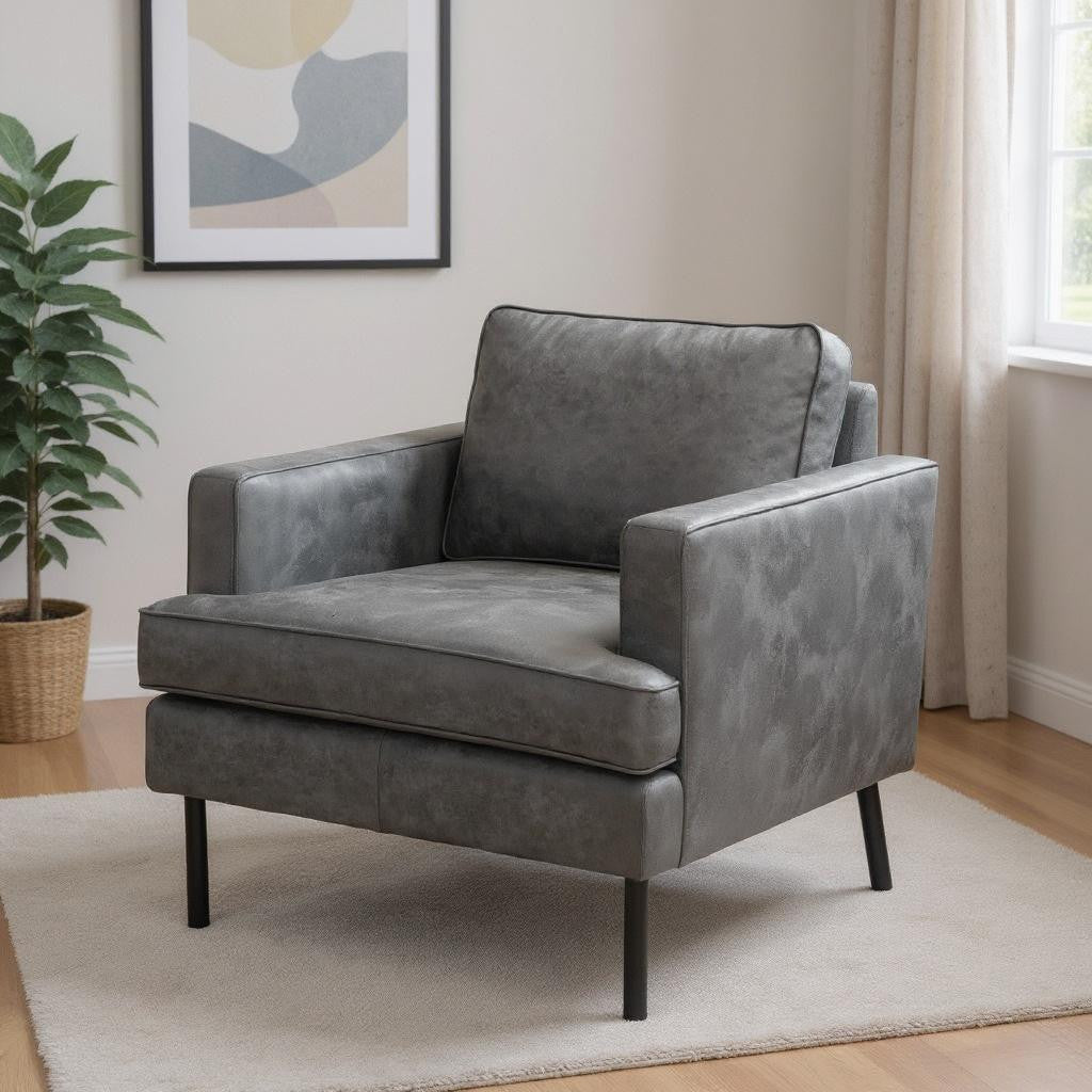 33" Gray Upholstered Arm Chair