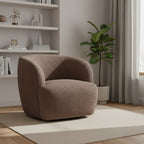 30" Brown Upholstered Swivel Arm Chair