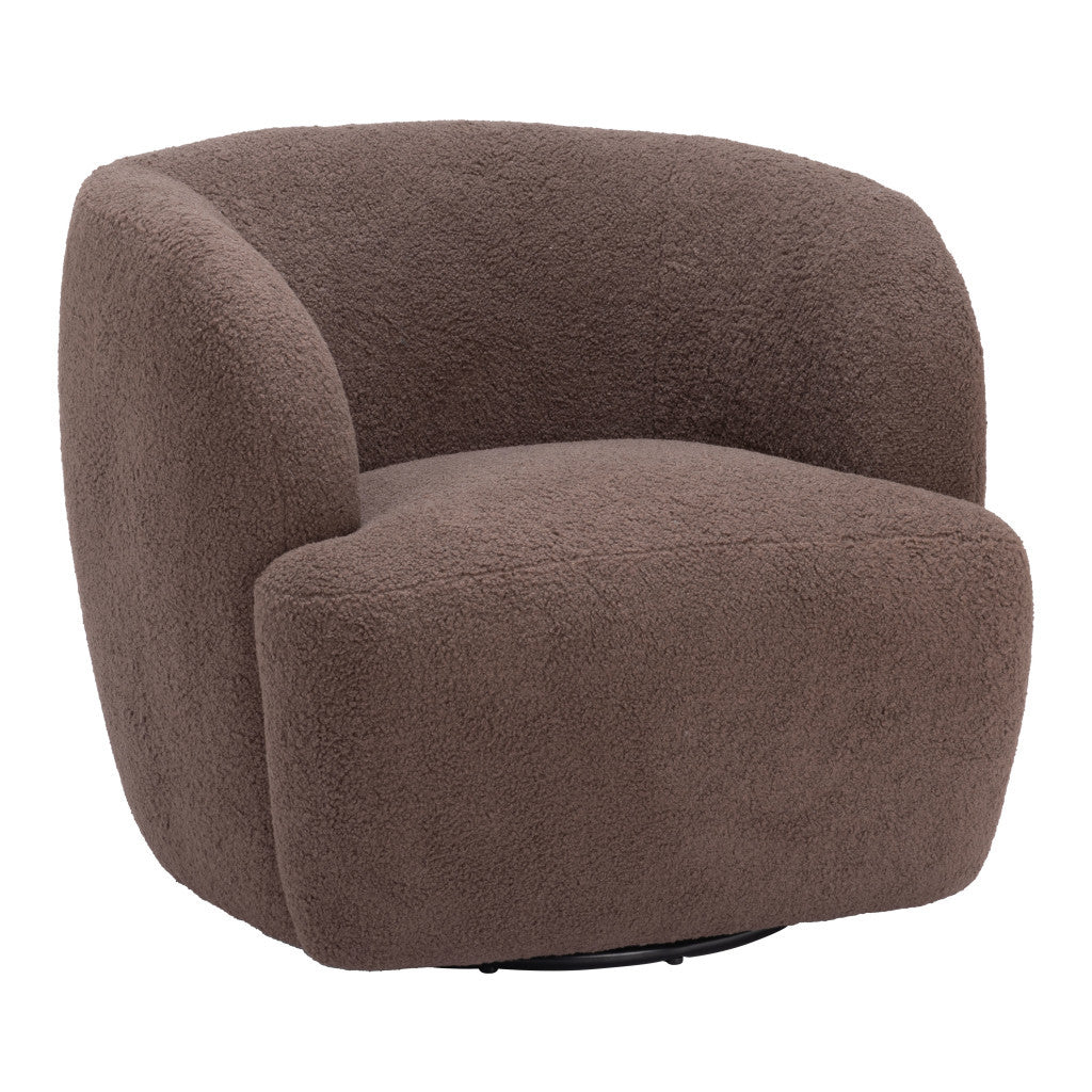 30" Brown Upholstered Swivel Arm Chair