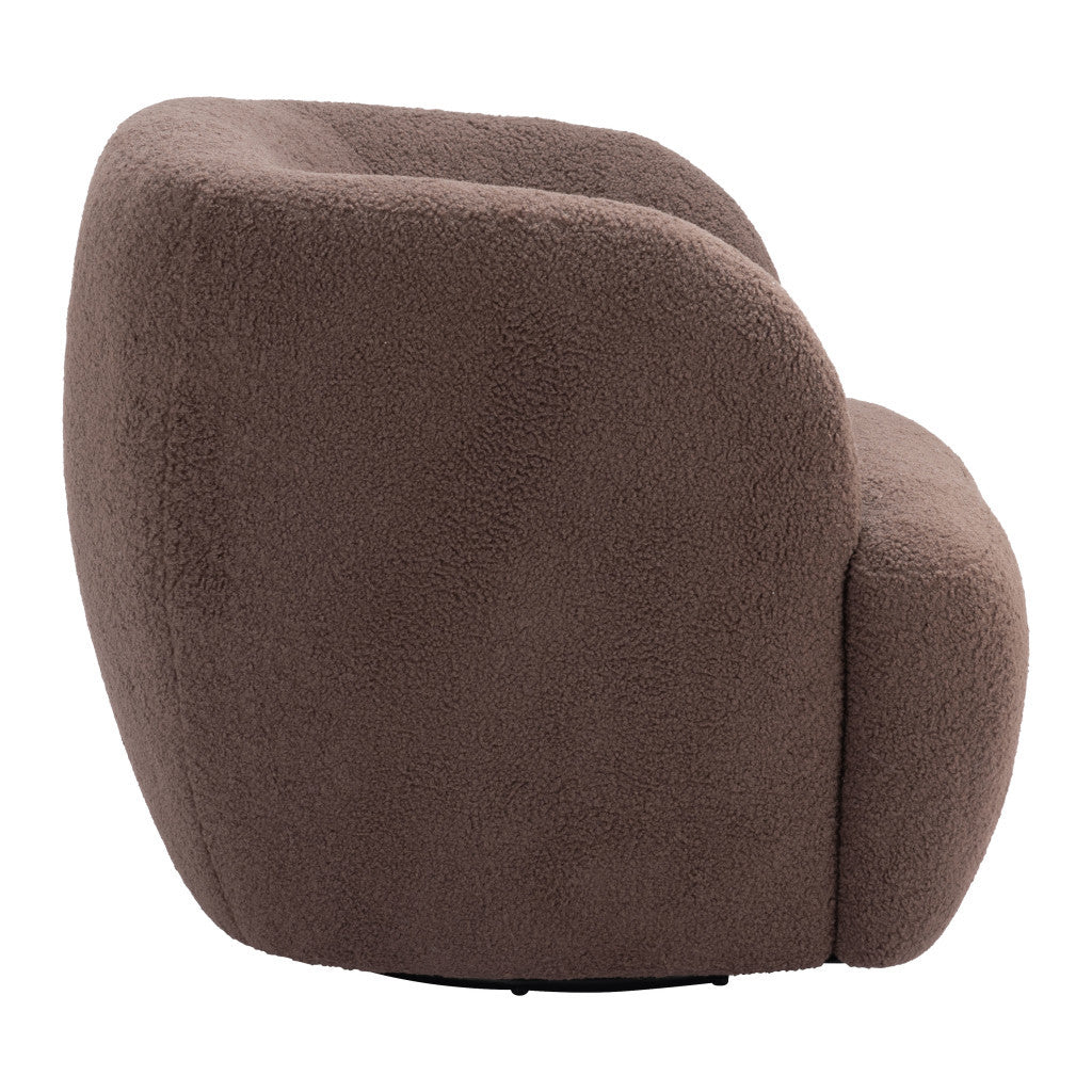 30" Brown Upholstered Swivel Arm Chair