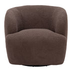 30" Brown Upholstered Swivel Arm Chair