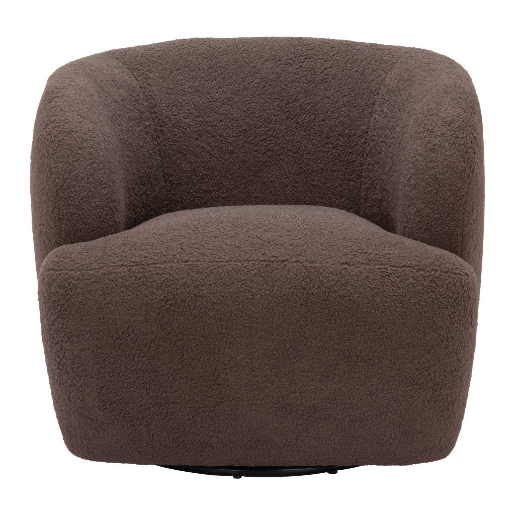 30" Brown Upholstered Swivel Arm Chair