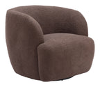 30" Brown Upholstered Swivel Arm Chair