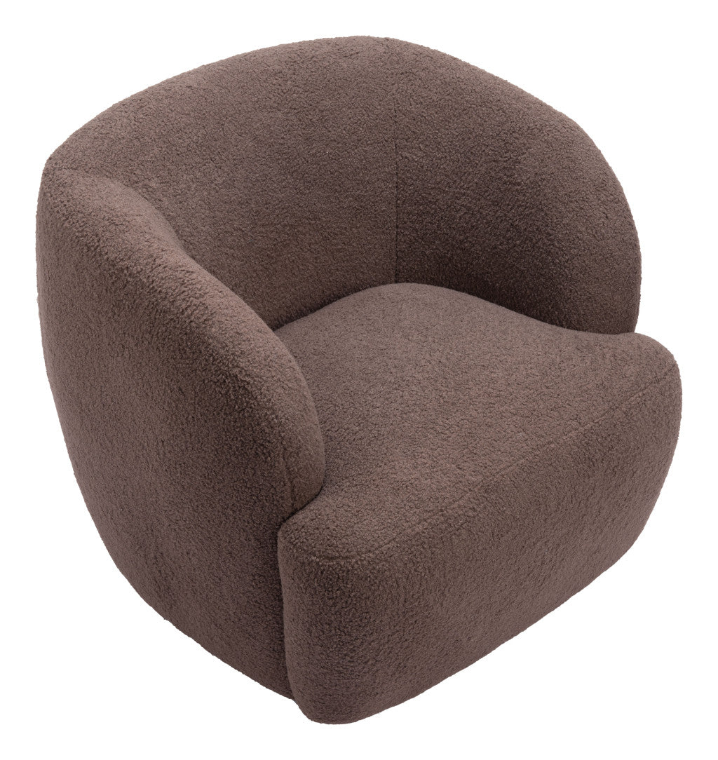 30" Brown Upholstered Swivel Arm Chair
