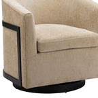 30" Beige Upholstered Swivel Arm Chair