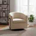 30" Beige Upholstered Swivel Arm Chair