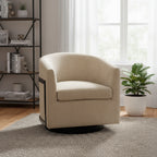 30" Beige Upholstered Swivel Arm Chair