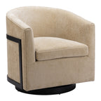 30" Beige Upholstered Swivel Arm Chair