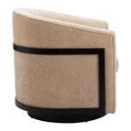 30" Beige Upholstered Swivel Arm Chair