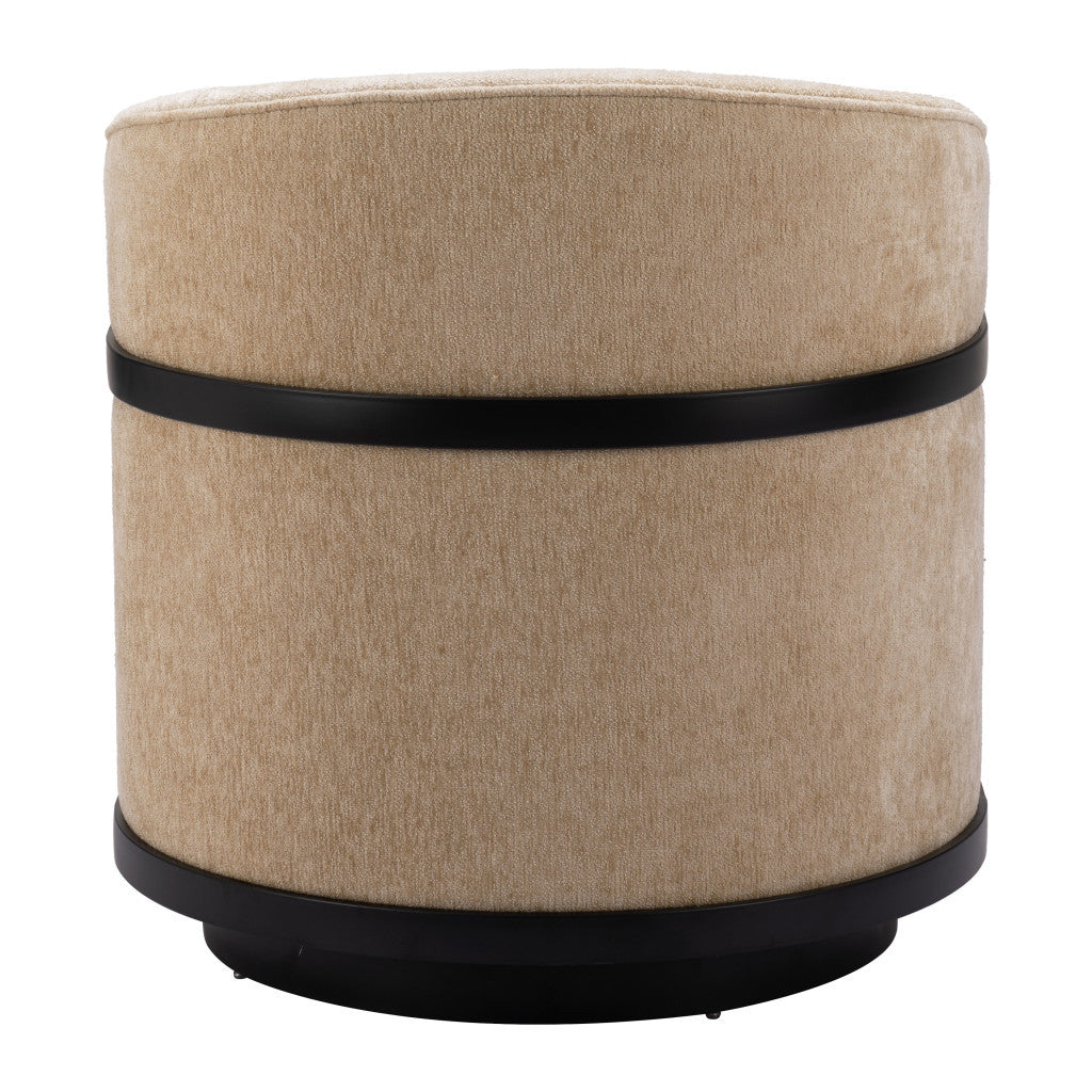 30" Beige Upholstered Swivel Arm Chair