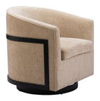 30" Beige Upholstered Swivel Arm Chair