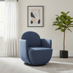 29" Blue Upholstered Swivel Arm Chair