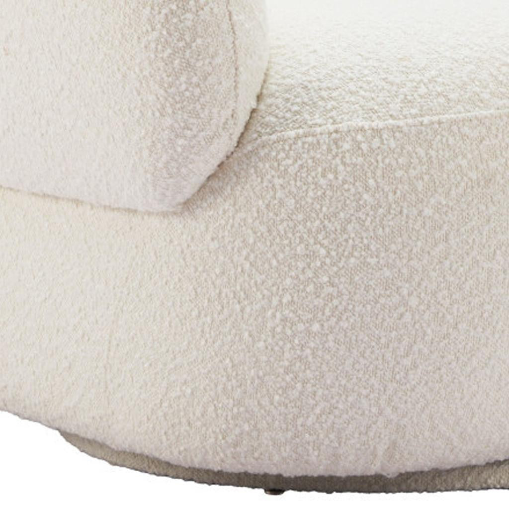 35" White Upholstered Swivel Arm Chair
