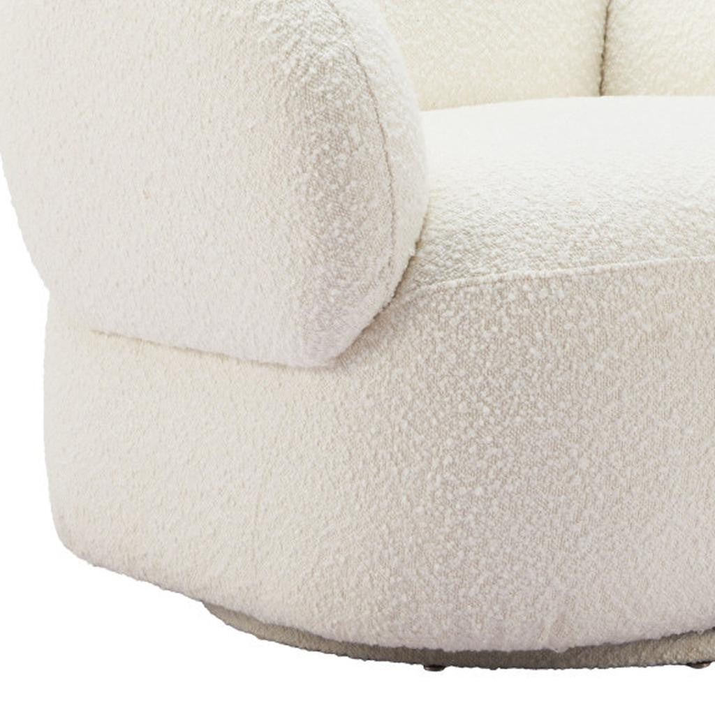 35" White Upholstered Swivel Arm Chair