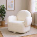 35" White Upholstered Swivel Arm Chair