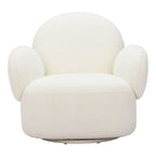 35" White Upholstered Swivel Arm Chair