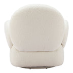 35" White Upholstered Swivel Arm Chair