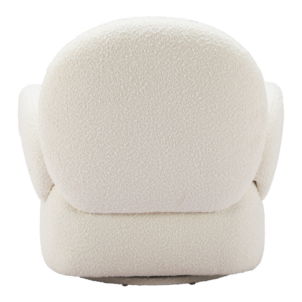 35" White Upholstered Swivel Arm Chair