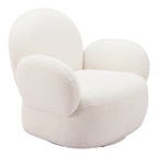35" White Upholstered Swivel Arm Chair