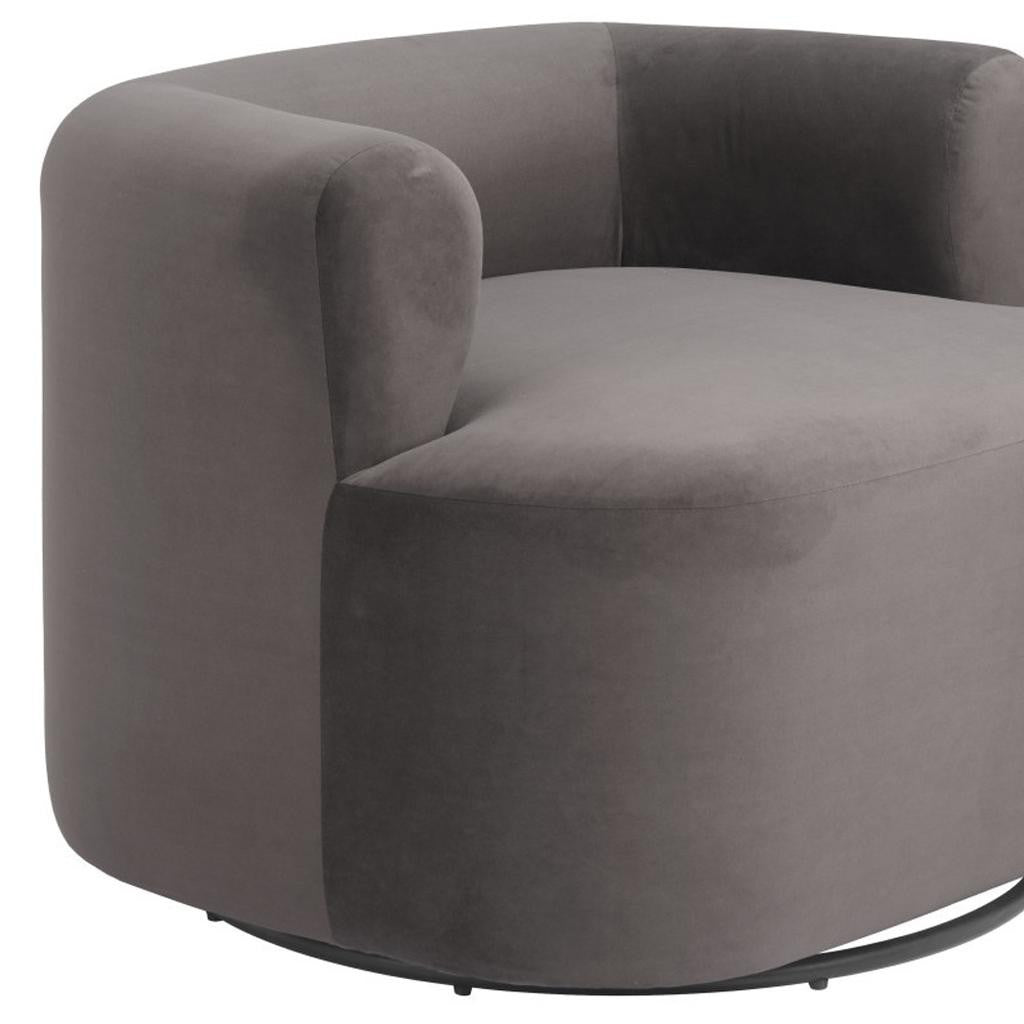 35" Gray Upholstered Swivel Arm Chair
