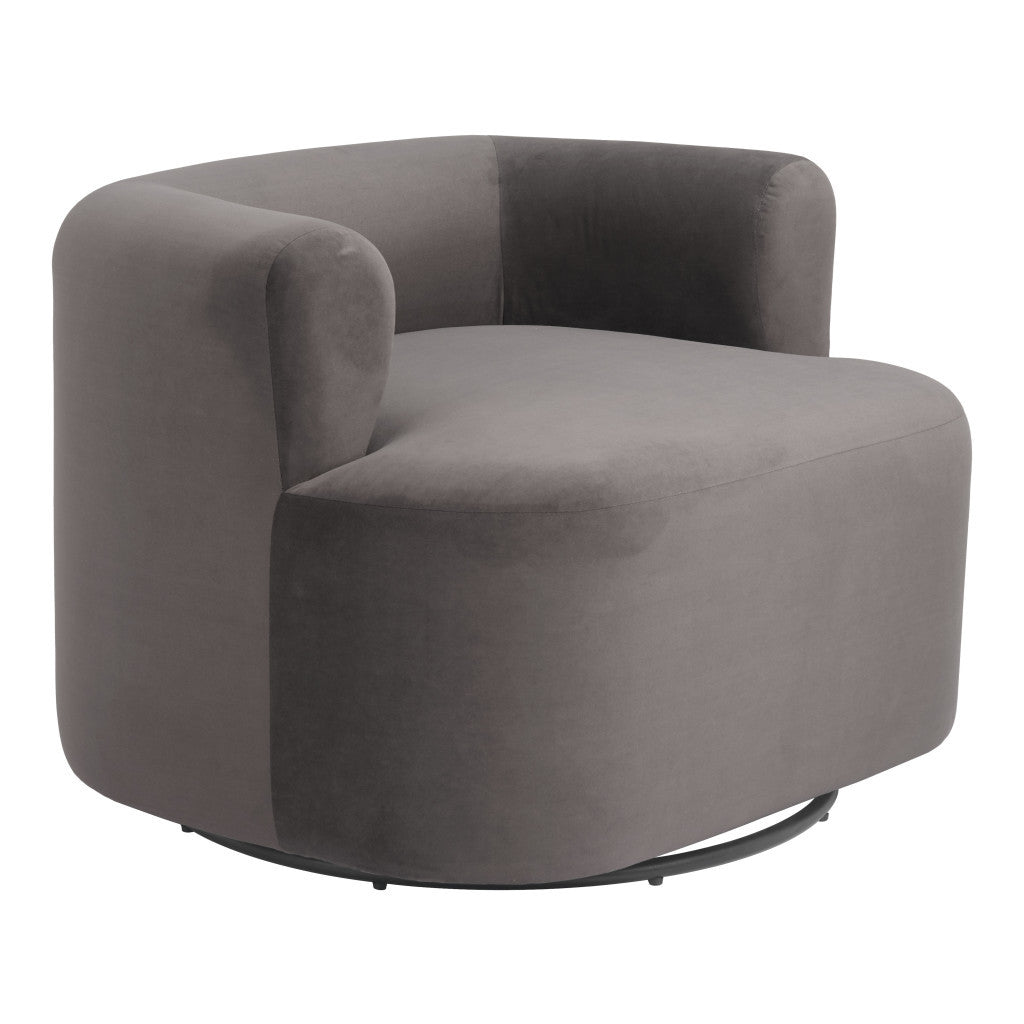 35" Gray Upholstered Swivel Arm Chair