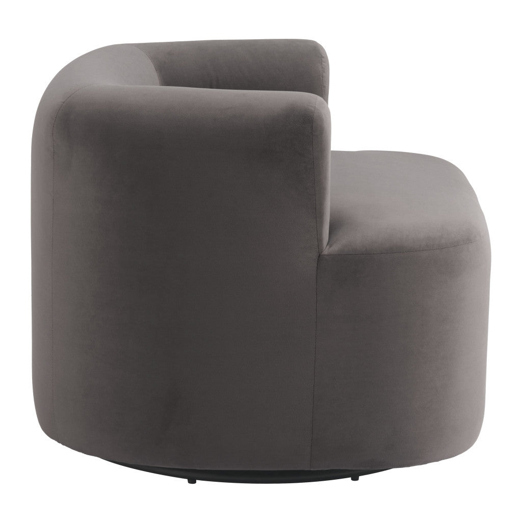 35" Gray Upholstered Swivel Arm Chair