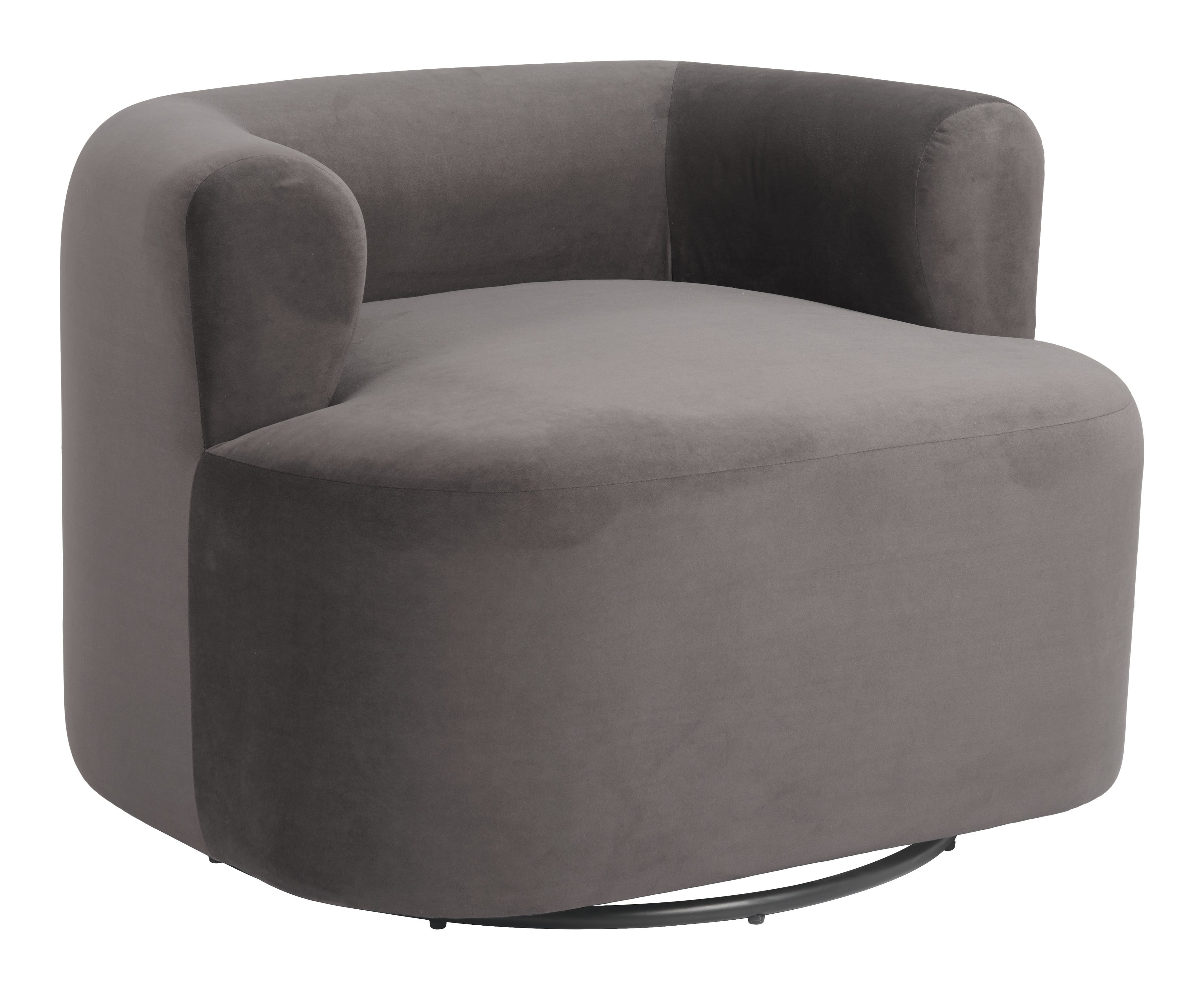 35" Gray Upholstered Swivel Arm Chair