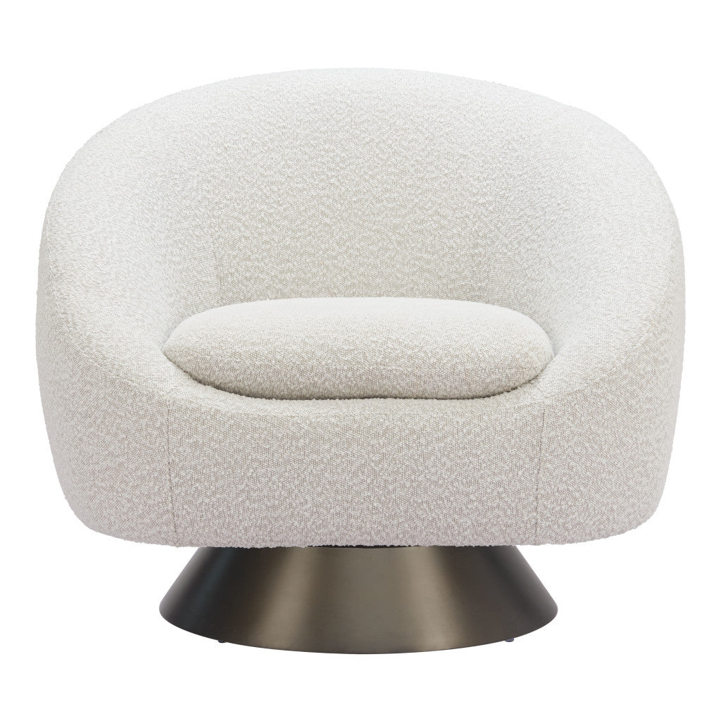 37" Gray Upholstered Swivel Arm Chair