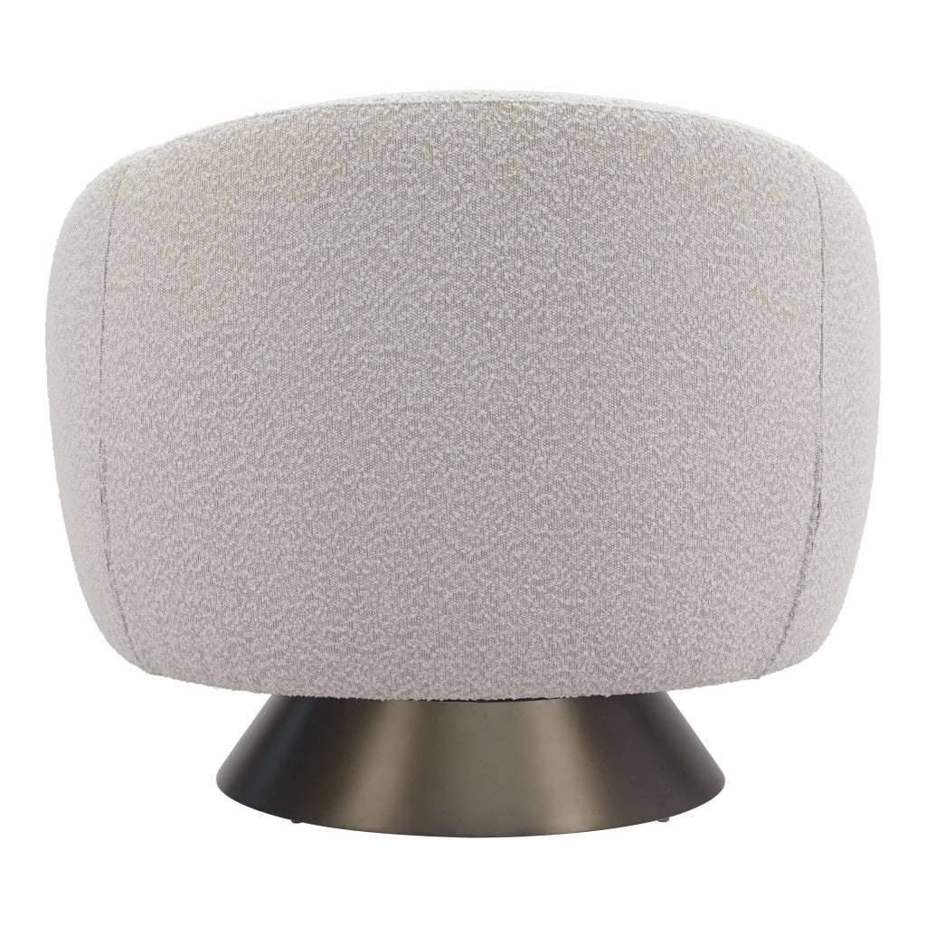 37" Gray Upholstered Swivel Arm Chair