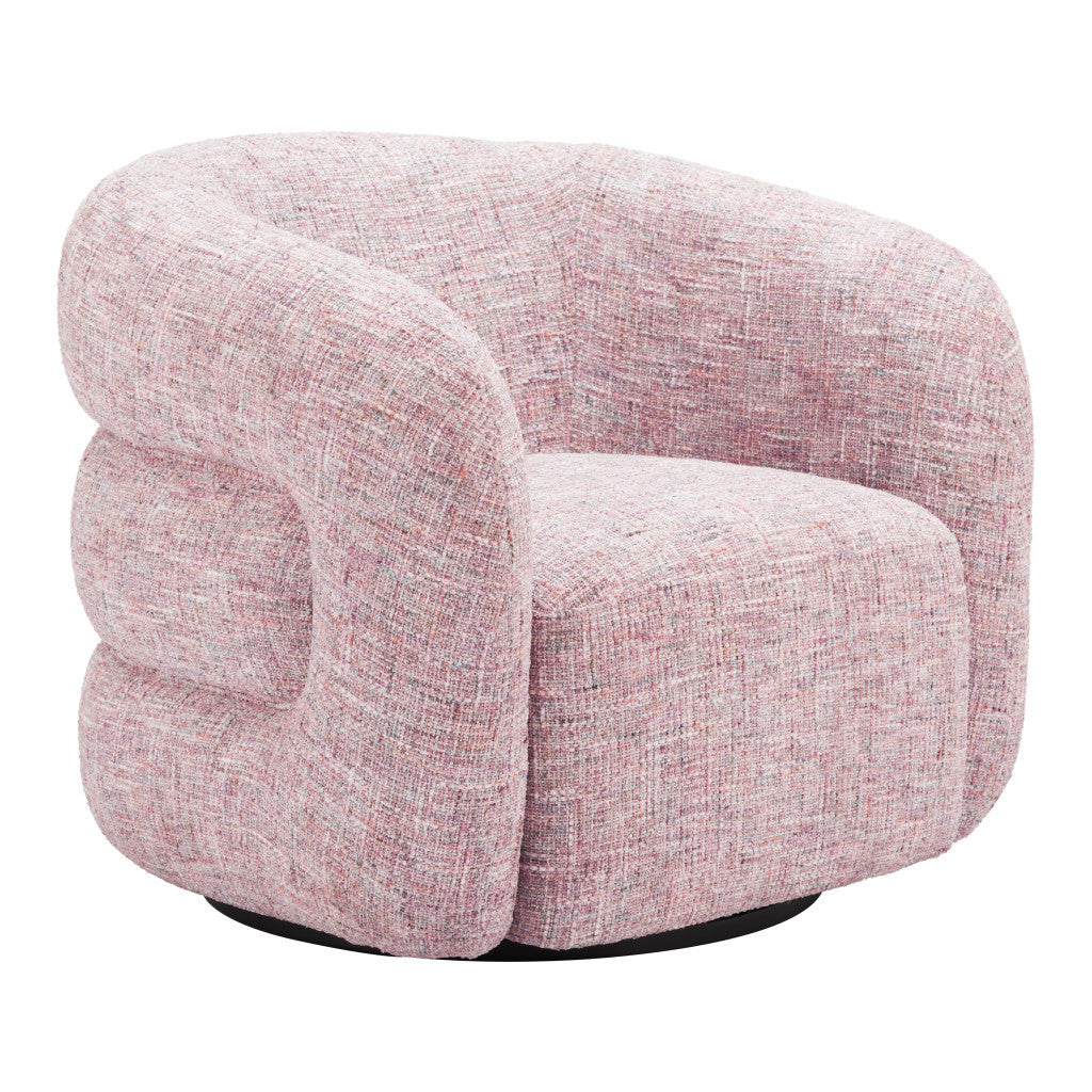 33" Pink Upholstered Swivel Arm Chair