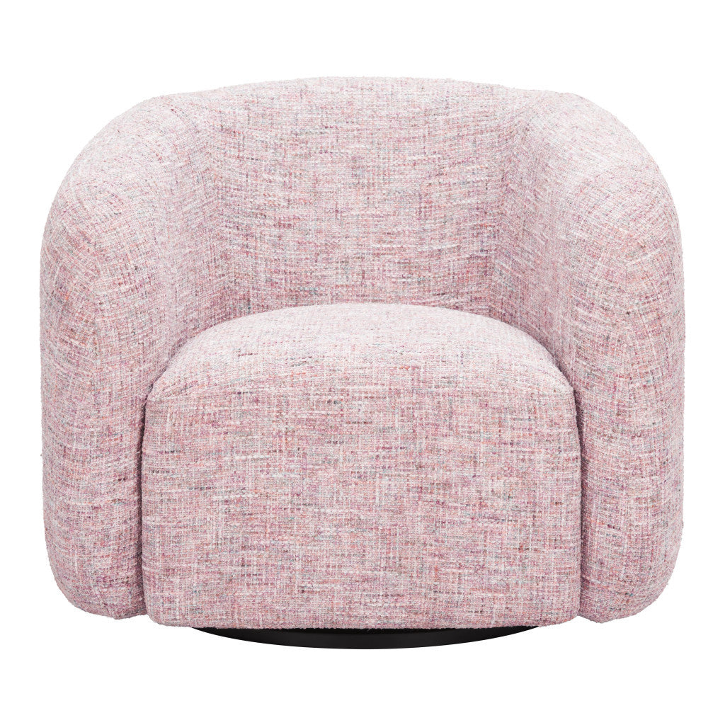 33" Pink Upholstered Swivel Arm Chair