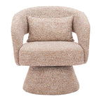 29" Brown Upholstered Swivel Arm Chair