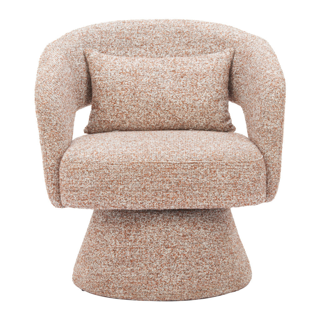 29" Brown Upholstered Swivel Arm Chair