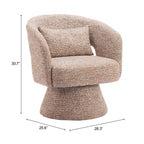 29" Brown Upholstered Swivel Arm Chair