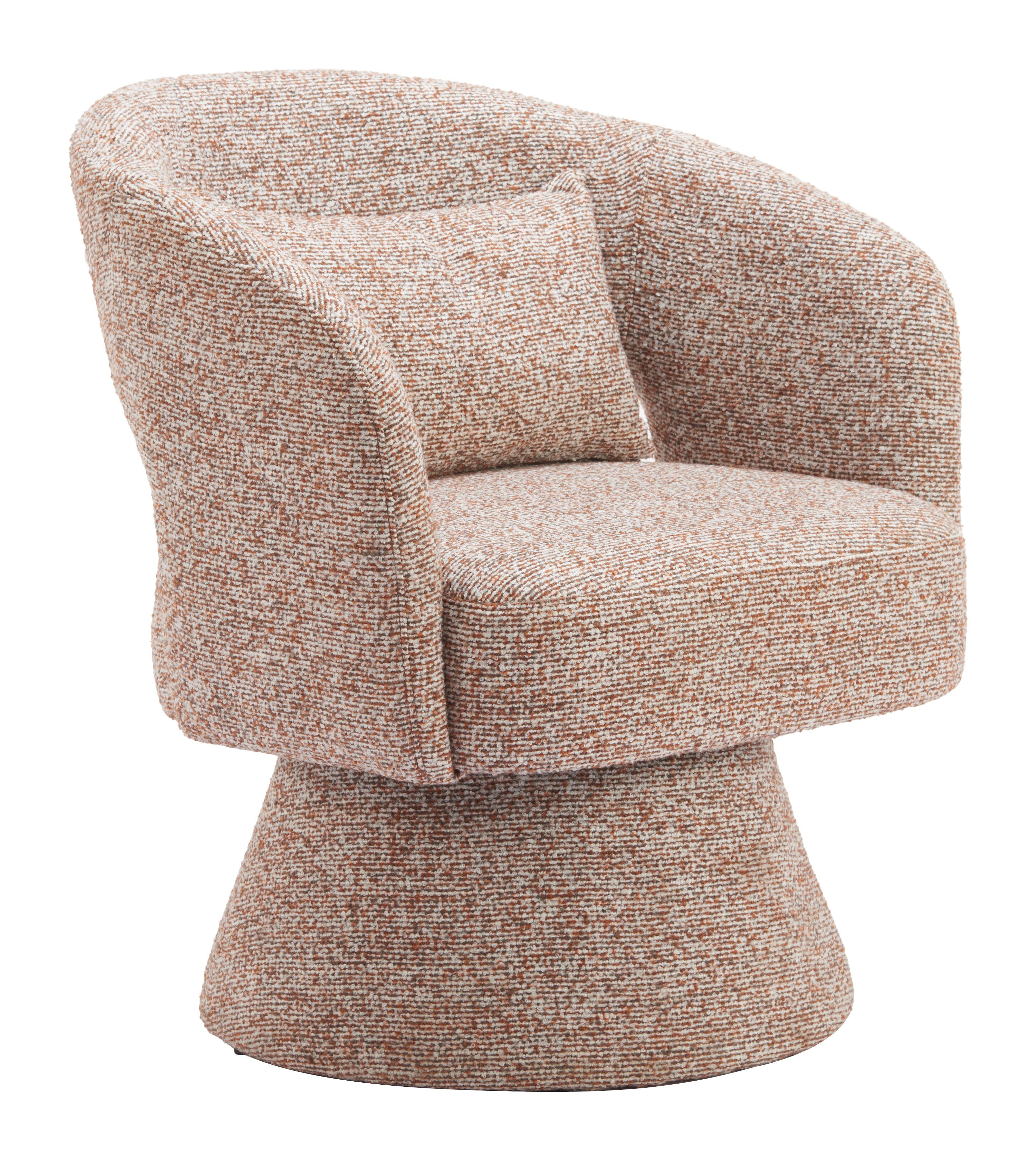 29" Brown Upholstered Swivel Arm Chair