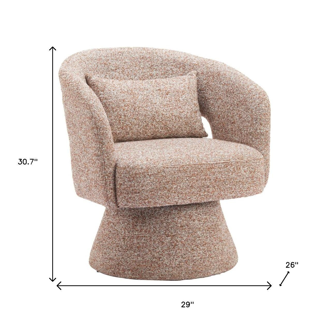 29" Brown Upholstered Swivel Arm Chair