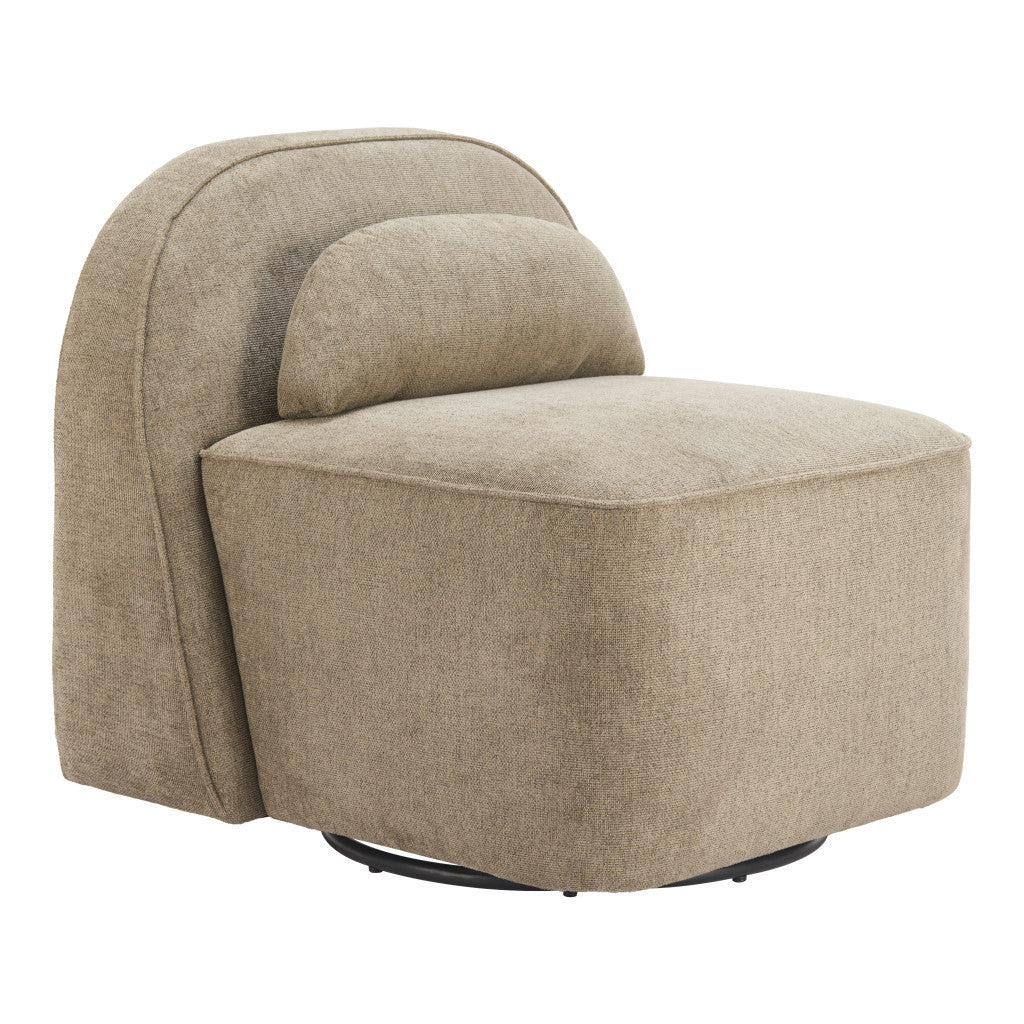 32" Brown Upholstered Swivel Side Chair