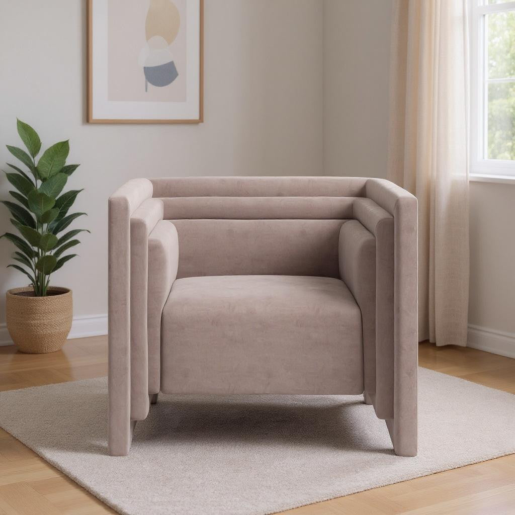 35" Taupe Upholstered Arm Chair