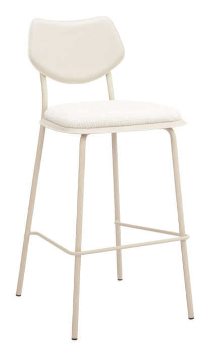 Set of Four 30" Light Gray Fabric Faux Leather and Steel Bar Height Bar Chairs