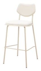 Set of Four 30" Light Gray Fabric Faux Leather and Steel Bar Height Bar Chairs