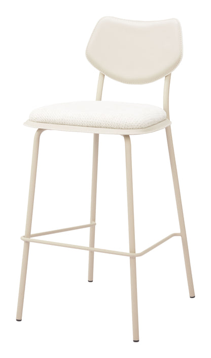 Set of Four 30" Light Gray Fabric Faux Leather and Steel Bar Height Bar Chairs