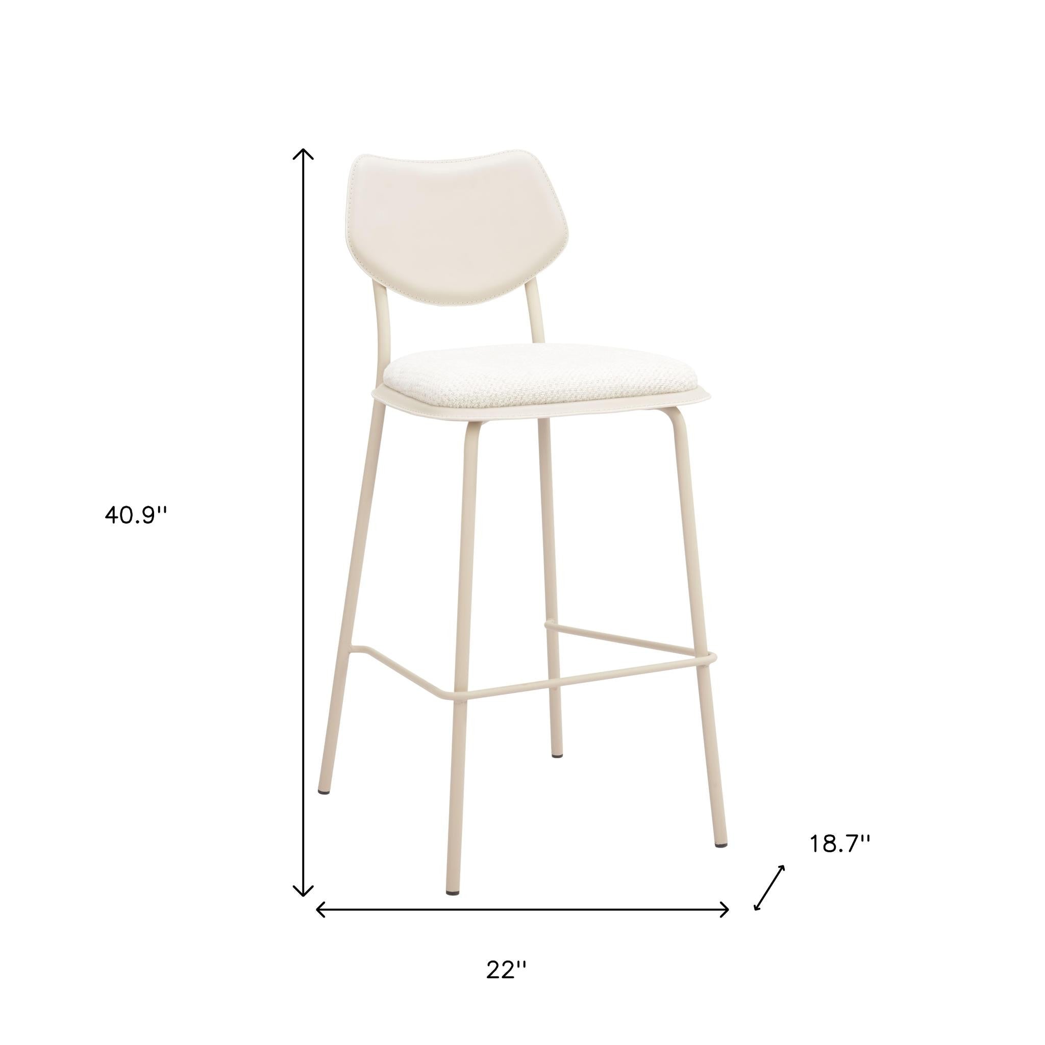 Set of Four 30" Light Gray Fabric Faux Leather and Steel Bar Height Bar Chairs