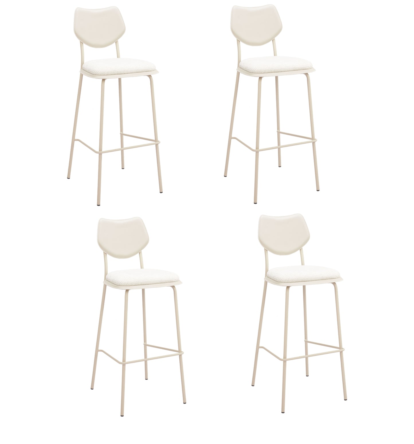 Set of Four 30" Light Gray Fabric Faux Leather and Steel Bar Height Bar Chairs